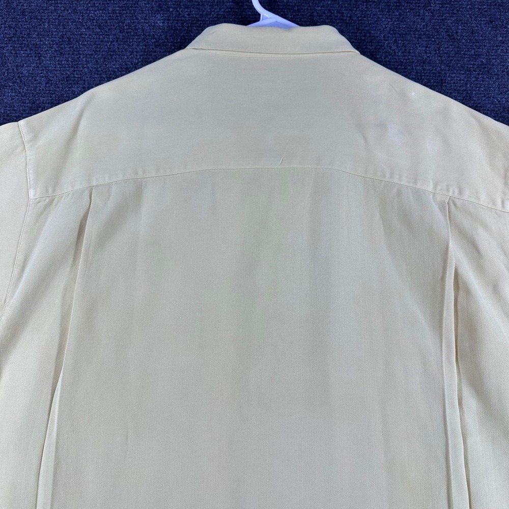 Tommy Bahama Button Down Mens XL Extra Large Yellow 100% Silk Herringbone Camp - Picture 11 of 14